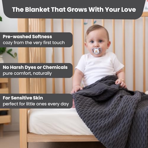 Image of Pineapple Design 100% Organic Cotton Baby Blanket 30 inchx40 inch Dark Grey - GOTS Certified, Soft and Breathable, Ideal for Newborns and Infants.