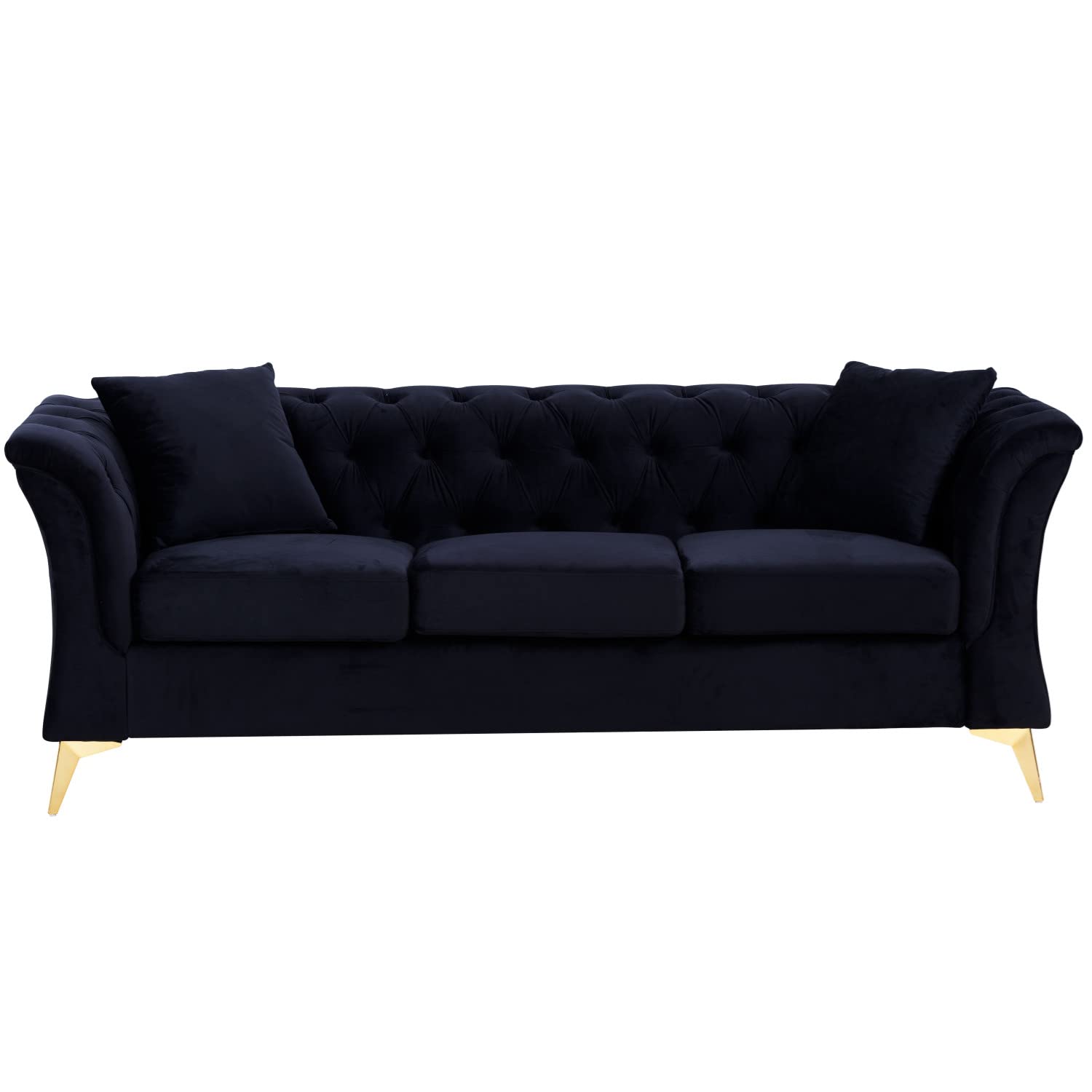 NordStorm 84" Velvet Upholstered Chesterfield Couch, Modern 3 Seater