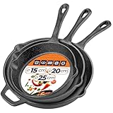 KADAX Gusseisenpfannen 3er Set (15/20/25 cm), Pfannen aus Gusseisen, induktionsgeeignet & backofenfest, Gusspfanne für Induktion, gusseiserne Bratpfanne