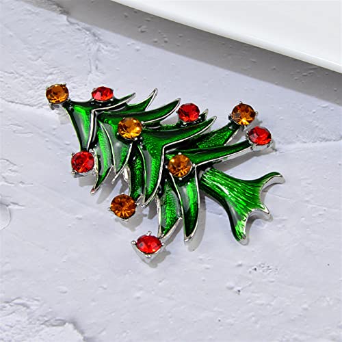 Broche sapin de Noël strass vert émail pour robe et pull élégant - 6