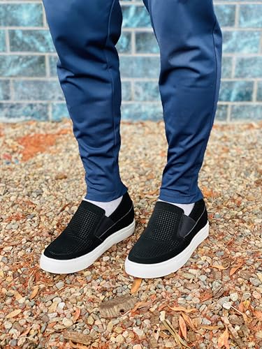 Image of CALTO Men's Invisible Height Increasing Elevator Shoes - Black Leather Slip-on Lightweight Casual Loafers - 3 Inches Taller - G63890 - Size 8.5 D(M) US