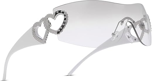 Pro Acme Wrap Around Rimless Sunglasses Women Men, Oversized Fashion Futuristic Sun Glasses Cool Shade 2000S Trendy