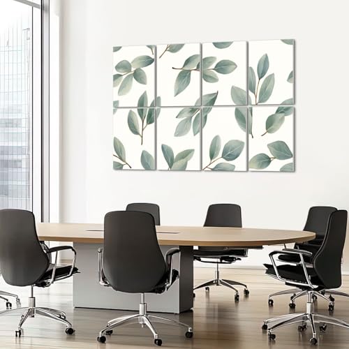 8 Pack Paneles Acústicos de Arte Absorbentes de Sonido Diseño Hojas Verdes Decorativo Autoadhesivos para Estudios de Grabación Oficina 48"x32" miniatura 7