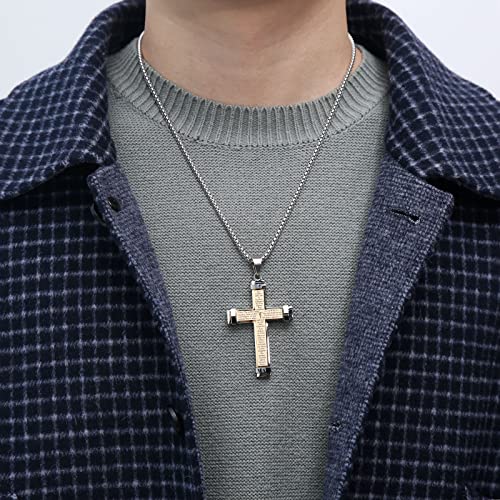 Collier croix homme acier inoxydable HZMAN pendentif chaîne