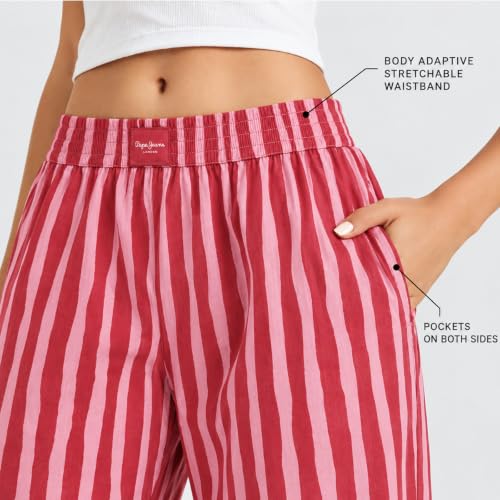 Image of Pepe Jeans Women's Printed Cotton Spandex Regular Fit Pyjama Bottoms | Comfortable Stretch Pyjama for Sleep & Lounge Wear | Soft Breathable Fabric | Elastic Waistband with Drawstring | All-Day Comfort