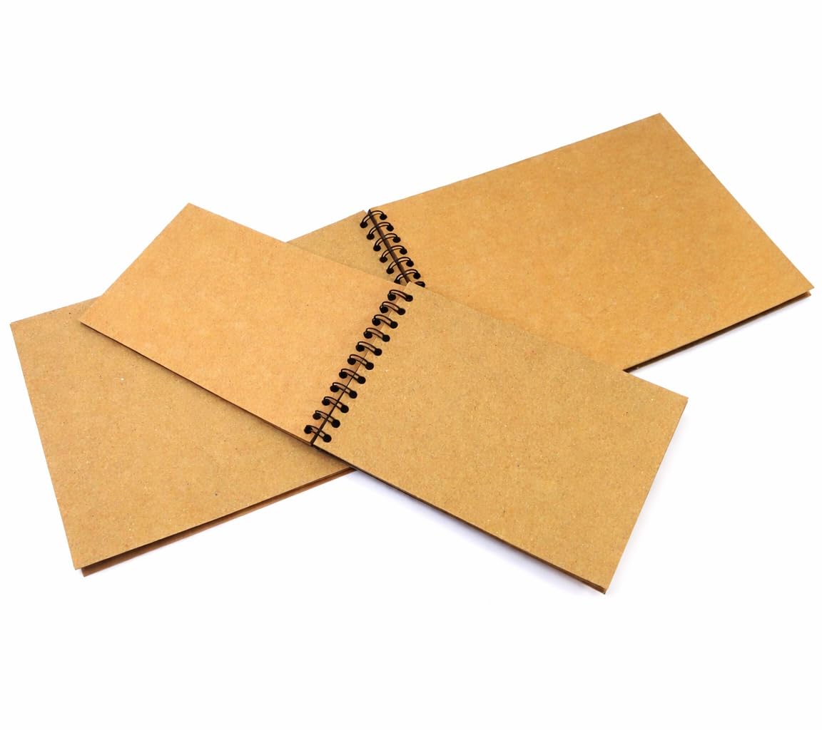 Doodledah A3 A4 A5 x200, x160, x80, x60, x40 Kraft Pages Sketchbook Scrapbook 200GSM Blank Album (A3 (x80 Sides))