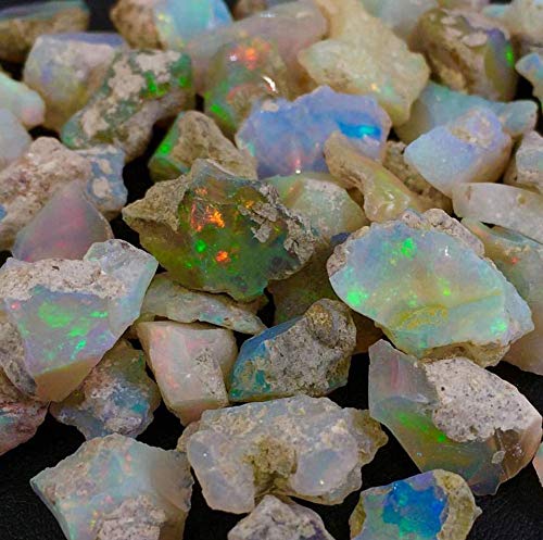 emartwala Opal lot Black Opal Natural Ethiopian raw Opal Rough Rough Gemstone Birthstone Opal Rainbow fire Opal lot 25.00 Cts. Natural Multi Fire Ethiopian Opal Rough