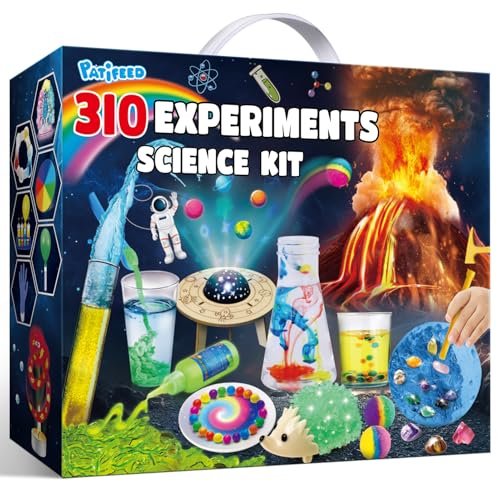 PATIFEED 310 Experimente für Kinder, Chemielabor Kristall Experimentierkasten, STEM Aktivitäten Spielzeug Geschenke für Jungen Mädchen Chemie Set, Edelstein Ausgrabung, Vulkan