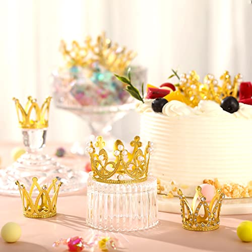 15 Pcs Mini Crown Cake Topper Baby Birthday Crown Gold Tiara Cake Topper Rhinestones Crystal Pearl Small Crowns For Crafts Girl Tiny Queen Crown For Wedding Birthday Party Baby Shower Cake Decorations #TOP1