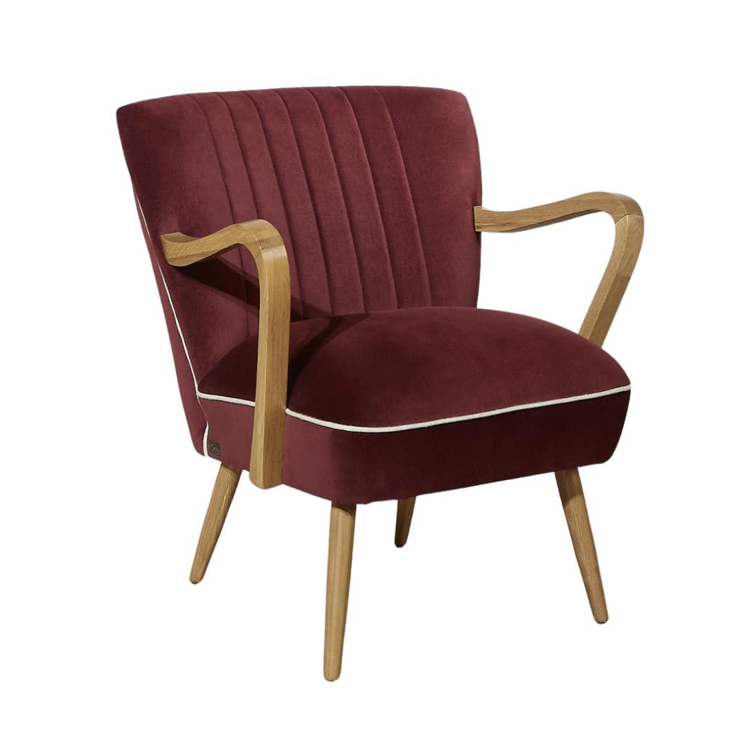 Robin des bois - Sixty : Fauteuil en hévéa et Velours Camel