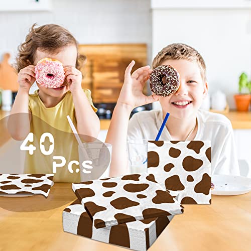 Cow Print Napkins,40Pcs Cow Napkins Farm Animal Theme Party Supplies For Farm Cow Birthday Decoration #TOP2