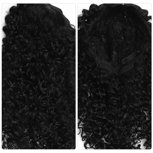 Postiche bouclé noir 75 cm front en dentelle résout manque de volume - 2