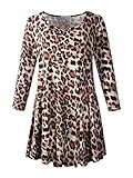 LARACE Leopard Print Tops 3/4 Sleeve Shirts for Women Plus Size Tunic Casual Loose Blouse Basic Clot