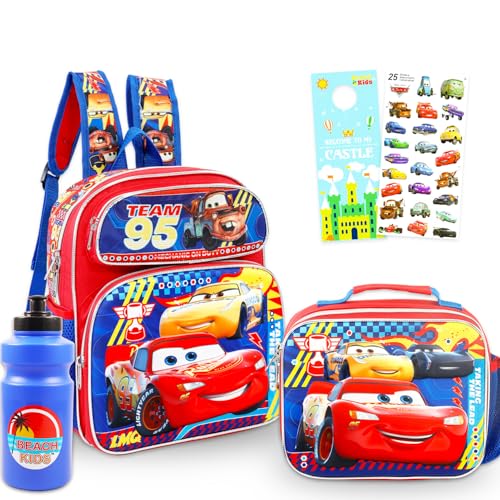 Disney Cars Mini Backpack with Lunch Box for Kids - Bundle with Pixar 12