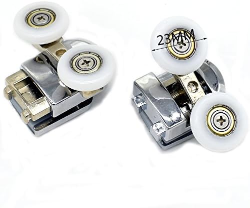 Set of 4 Twin Shower Door Rollers Runners Wheels Pulleys 23mm Wheel Diameter Top Bottom Bathroom Replacement Parts