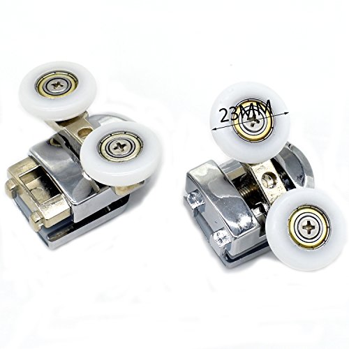 Set of 4 Twin Shower Door Rollers Runners Wheels Pulleys 23mm Wheel Diameter Top Bottom Bathroom Replacement Parts