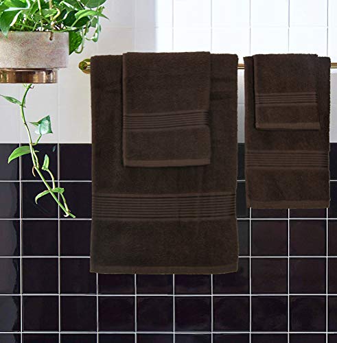 Belizzi Home Ultra Soft 6 Pack Cotton Towel Set, Contains 2 Bath Towels 28X55 Inch, 2 Hand Towels 16X24 Inch & 2 Wash Coths 12X12 Inch, Ideal For Everyday Use, Compact & Lightweight - Brown #TOP3