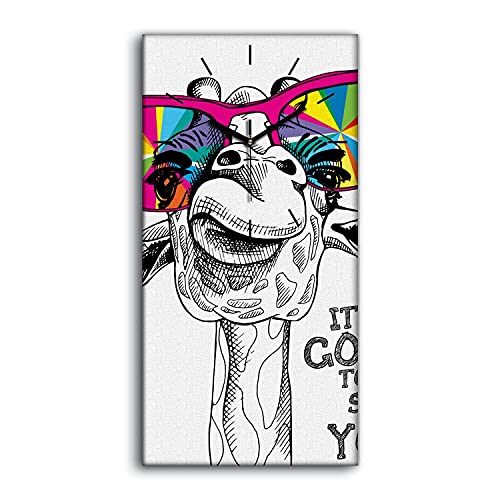 Horloge sur Toile Salon Décoration Image Girafe Ambiance Chaleureuse