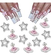 YAEISM 12PCS Nail Art Charms 3D Planet Nail Charms with Crystal Rhinestone and Alloy Star Nail Ch...