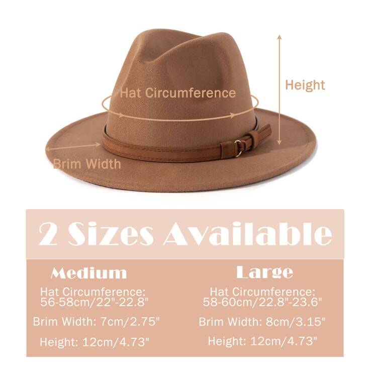 Image of Lisianthus Men & Women Vintage Wide Brim Fedora Hat | Classic Belt Buckle Decor, Adjustable Drawstring, Inner Breathable Sweatband, Timeless Style, Ideal for Travel & Daily