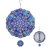 LINSBO 3D Hanging Wind Spinner,12 inch Stainless Steel Swivel Wind Catcher,Art Geometric Pattern Win