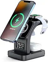 Carregador sem Fio 3 em 1! Compatível com Apple iPhone/iWatch/Pods, iPhone 15 14,13,12,11 (Pro, Pro Max)/XS/XR/XS/X/8 (Plus), iWatch 7/6/SE/5/4/3/2, Pods 3/2/pro5 (Preto)