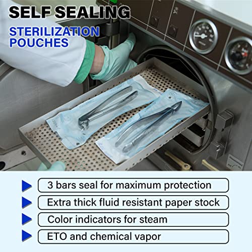 [200Pcs] Self Seal Sterilization Pouches, Autoclave Pouches Adhesive Strips (6.5" X 3.5") #TOP2