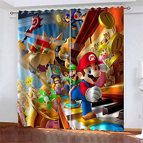 LKFFHAVD Super Mario Verdunkelungsvorhang, Cartoon Mario Vorhänge Wasserdichter Stoff Ösen 2er Set, Für Dekoration Wohnzimmer Kinderzimmer (1,100x140 BxH) Cover