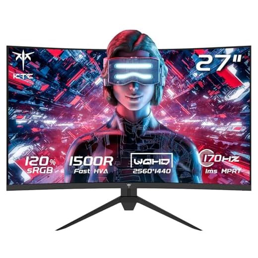 KTC Monitor Gaming Curvo 27 Pollici, 180Hz, 2K QHD 2560 x 1440p Schermo PC, VA 1500R Senza Cornice, 1ms, HDR, Computer Monitor con FreeSync & G-sync, Eye Care, VESA, DP 180Hz, HDMI 144Hz, H27S17