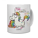 printplanet® Tasse mit Namen Lara - Motiv Einhorn - Namenstasse, Kaffeebecher, Mug, Becher, Kaffeetasse - Farbe Weiß