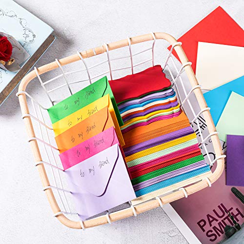 100 Pack Mini Envelopes With Colorful Blank Note Cards Small Self-Adhesive Envelopes Small Business Card Envelopes(4 X 2.7 Inches, 10 Colors) (Multicolored) #TOP6