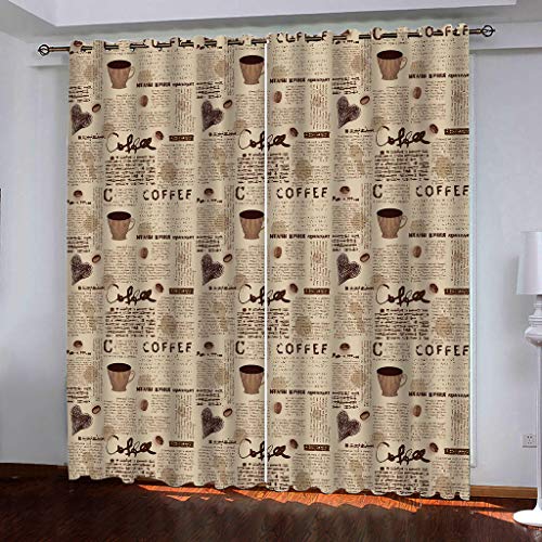 WYXWZ Cortinas Blackout 3D Separador de Ambientes Cortina Opaca Acustica Cortina Salon Anti Luz Térmicas Aislantes Frío Calor con Ojales, Proteccion Privacidad 2 Piezas x 140 x 175 CM Beige y Café