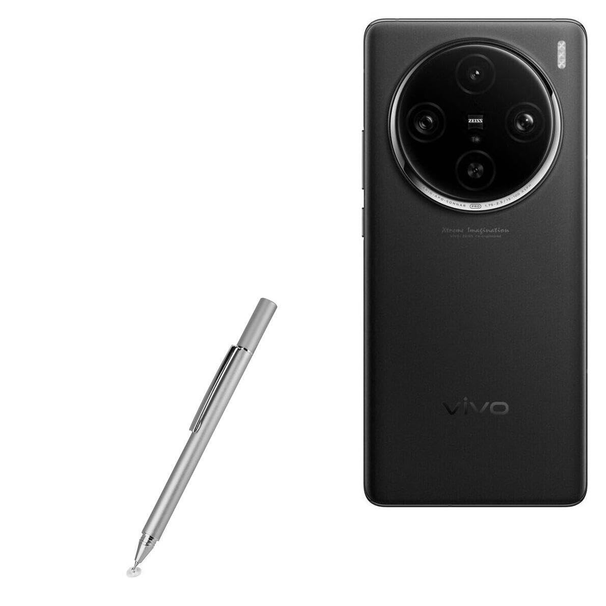 BoxWave Stylus Pen Compatible with vivo X100 - FineTouch Capacitive Stylus, Super Precise Stylus Pen - Metallic Silver