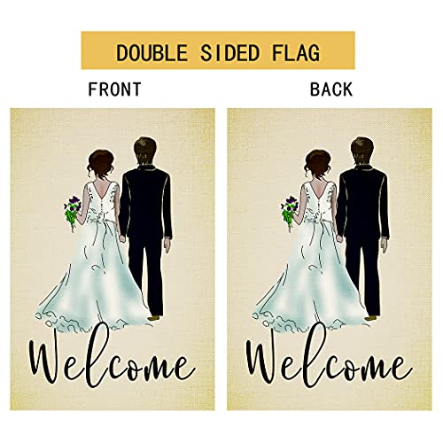 Chengxun HYQ0522 Welcome Watercolor Bride And Groom Wedding Garden Flag Vertical Double Sized thumb #5