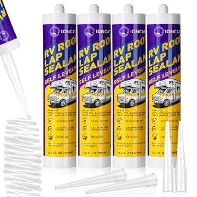 IONCAT RV Roof Lap Sealant, Self Leveling Lap Sealant White for RV Roofs, Camper, Trailer Roof, Windows, RV Sealer Caulking, Roofing, Maintenance, Repair Kit, Waterproof, 10.3 Oz, 4 Packs