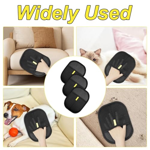 Nicphyn 3 Stück Tierhaarentferner Handschuh, Katzenhaarentferner, Pet Hair Remover Glove, Tierhaarentfernungshandschuh, Fellhandschuhe Haarentfernung, Fellmagnet Handschuhe, Haustierhaarentferner