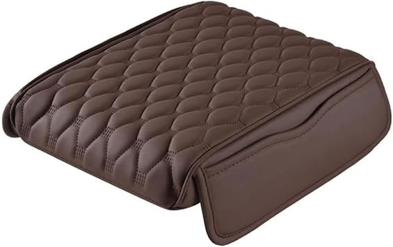 Car Center Console Pad for Nissan Armada Y62 2016-2021 2022 2023 2024 2025, Leather Center Console Armrest Protector Cover with 2 Storage Bags, Car Accessories,Brown