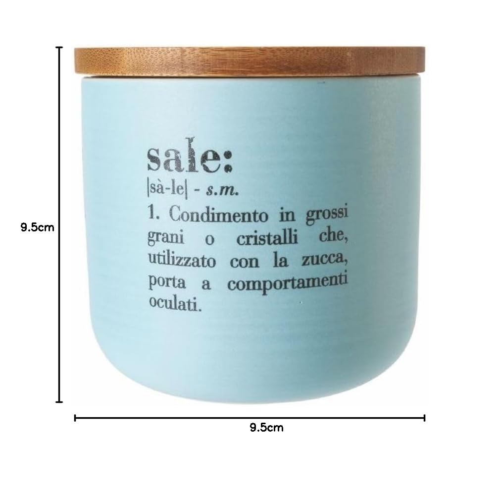 Villa d’Este Home Tivoli Victionary Shades Barattolo sale, Misure: Ø 9,5 x h. 9 cm Capacità: 500 ml, in new bone China con coperchio in bamboo, Verde