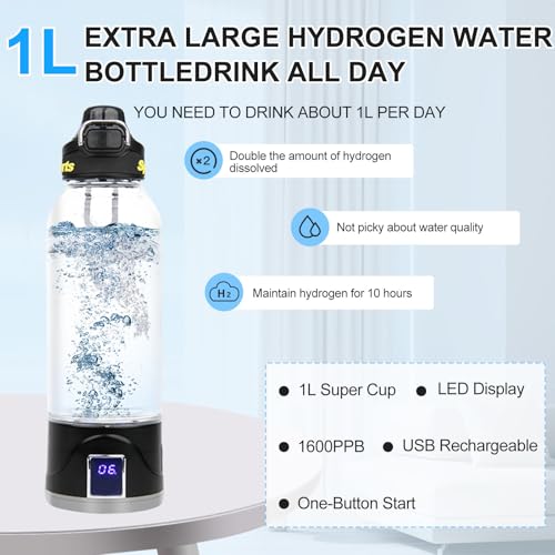 Bouteille d'eau hydrogène portable 1000ml rechargeable USB pour le sport - 3