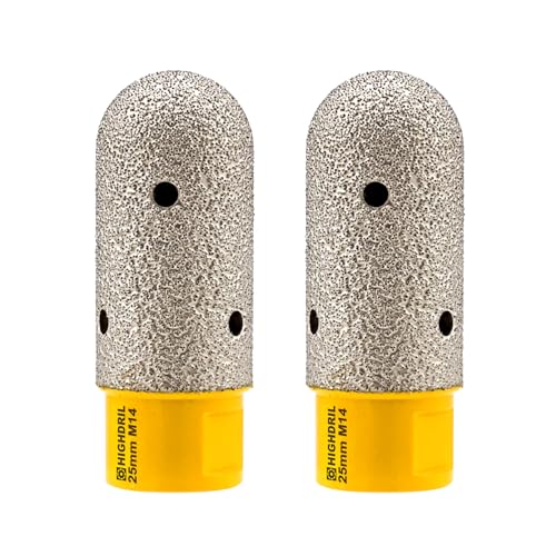 HIGHDRIL Lot de 2 fraises diamantées de 25 mm pour agrandir, façonner, meuler des trous, carotter à sec pour porcelaine, céramique dure, granit et marbre (toupie ronde)