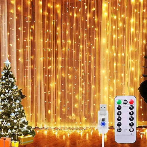 Sunlisky Lichtervorhang Innen 2x2m 140 Led Lichterkette Innen...