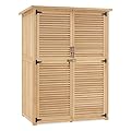 MCombo Outdoor Storage Cabinet, Wooden Storage Shed with Latch, Outside Garden Tool Shed with 2 Doors for Patio Yard Lawn, 1900 (Natural, Large)