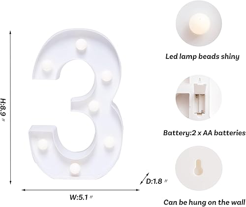 Miniatura 153 de Foaky Número de luz LED decorativo, letrero de número iluminado para luz nocturna, boda, fiesta de cumpleaños, Navidad, hogar, bar, número