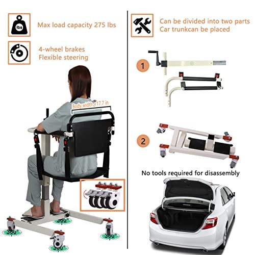 Patient Lift For Home Transfer Wheelchair Portable Wheelchair Lightweight, Car Lift For Wheelchair Transport Chair Adjustable Height Shower Chair With Wheels And Soft Cushion (Without Bedpan) #TOP2
