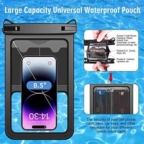 Extra Large Waterproof Phone Pouch, 2 Pcs Ipx8 Universal Water Proof Phone Case For Iphone Samsung Galaxy, Plastic Cell Phone Dry Bag With Half-Height Pocket & Card Pocket, Up To 10.5" #TOP1