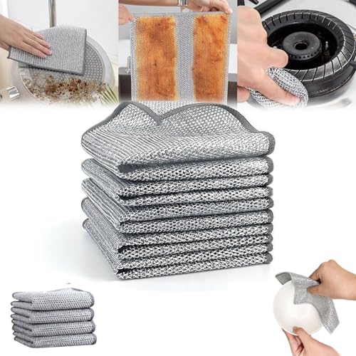 Ecosleek Paño de limpieza, paño de lana de acero que no raya, paños de alambre de metal for lavavajillas for uso húmedo y seco, paño de cocina multifuncional de alambre que no raya, kit de paño de lim