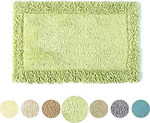 Tomoro Cotton Chenille Bathroom Rug - Super Absorbent Soft Bath Mat Towel, Luxury Hotel Linens Non-Slip Bath Mat Pad For Bathroom, 20 X 32 Inch Green #TOP22