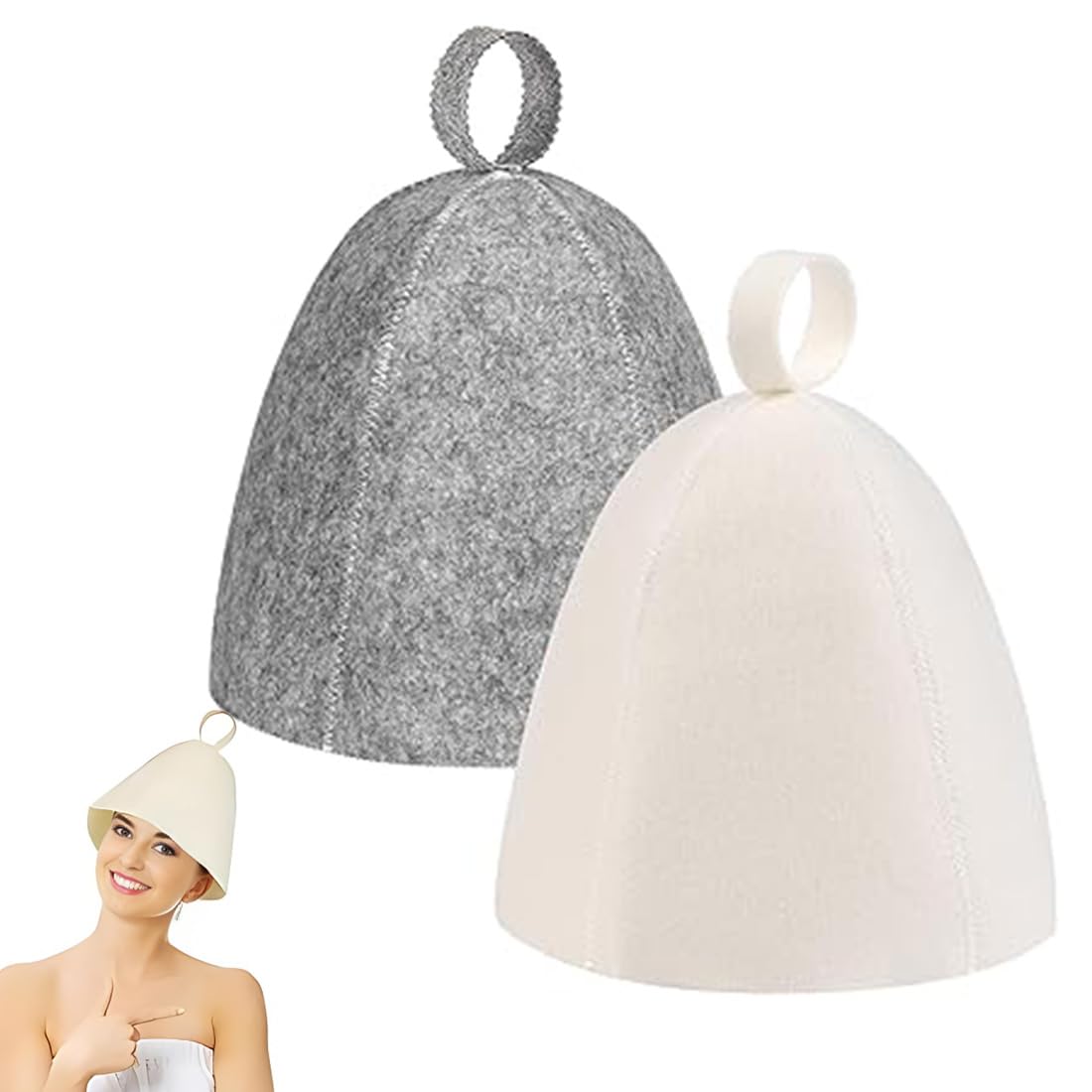 Bonnet De Sauna En Feutre 2 Pièces Pour Hommes Et Femmes Accessoires De Sauna Protection De Tête Respirante