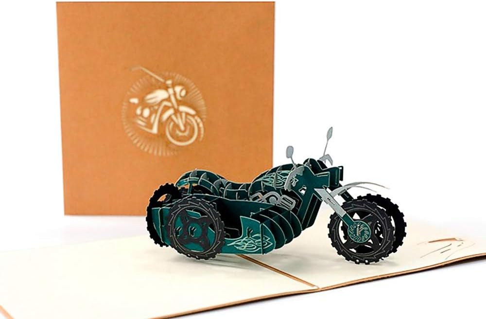 DEESOSPRO 3D Pop Up [Birthday Card] [Greeting Card] [Anniversary Card] [Graduation Card], Gift for Birthday, Graduation, Christmas, Father's Day (Motorcycle)