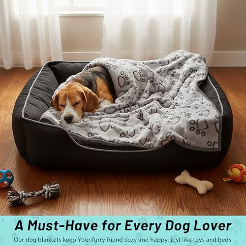 Stuffed® Premium Soft Dog Blanket Washable, 40"x32" Cat Blanket for Indoor Cats Large Medium Small Dog Puppy Essentials (Grey) - Image 4